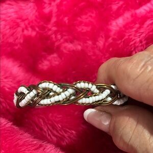 Elegant White and Gold Braided Bracelet